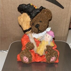 Adorable Vintage Bear Figurine with Witch Hat